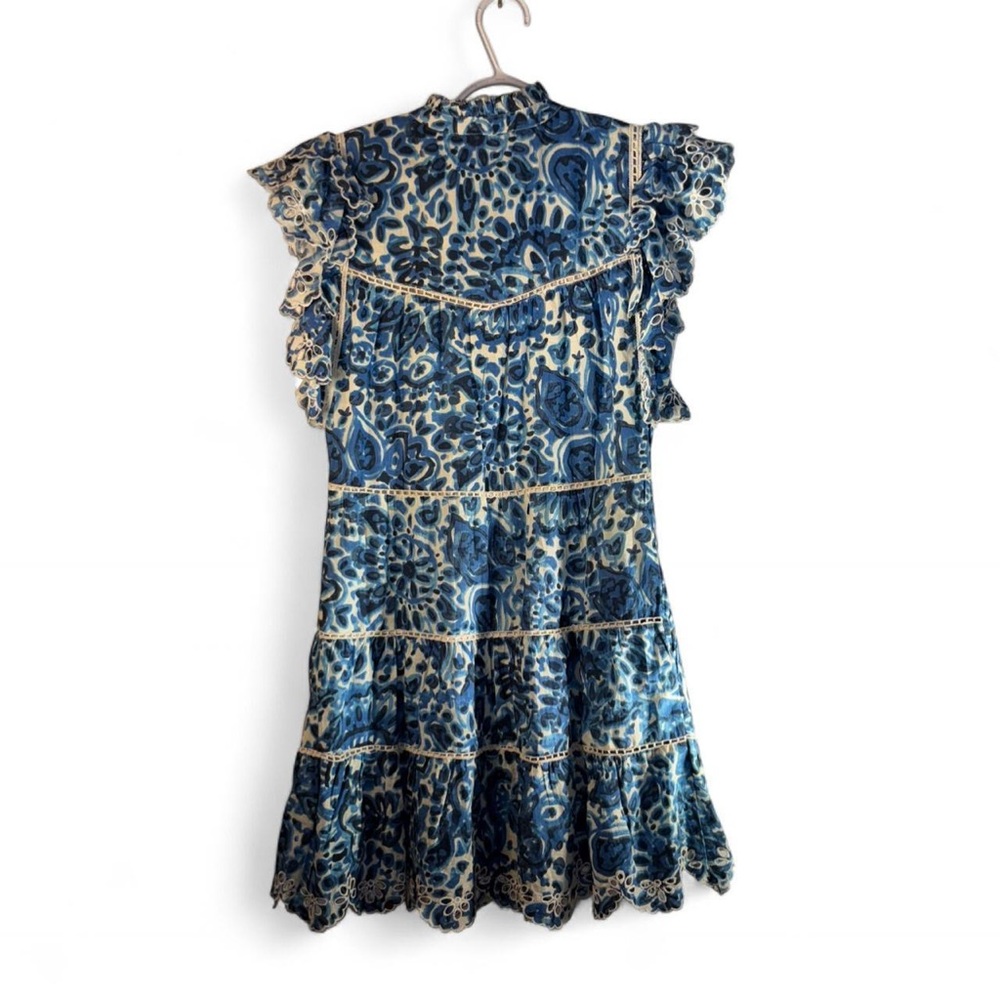House of Harlow 1960 Blue Floral Ruffle Tiered Midi Dress - Picture 4 of 9